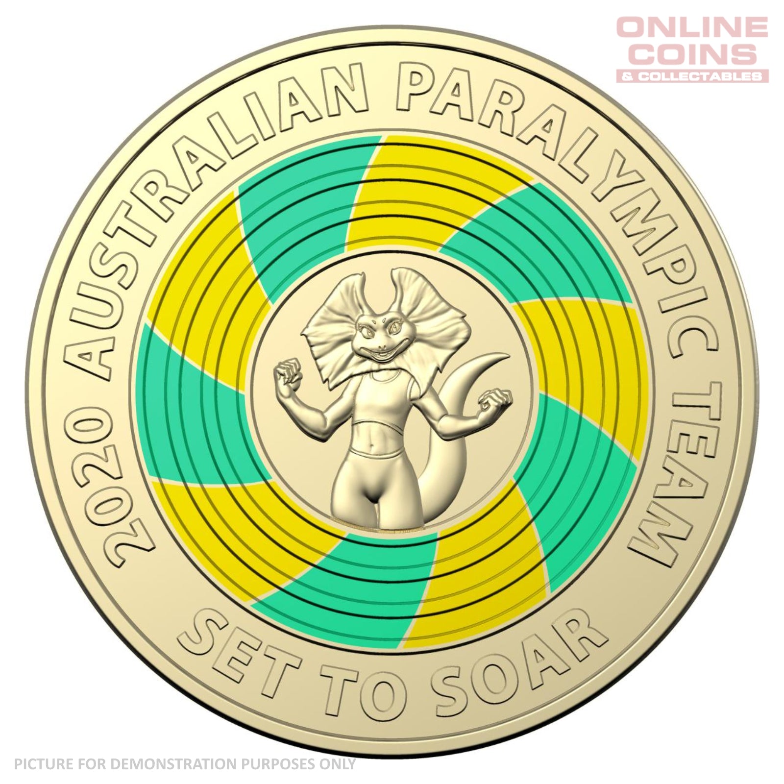 2020 Royal Australian Mint $2 AlBr Coloured Loose Coin Tokyo Paralympics Circulated